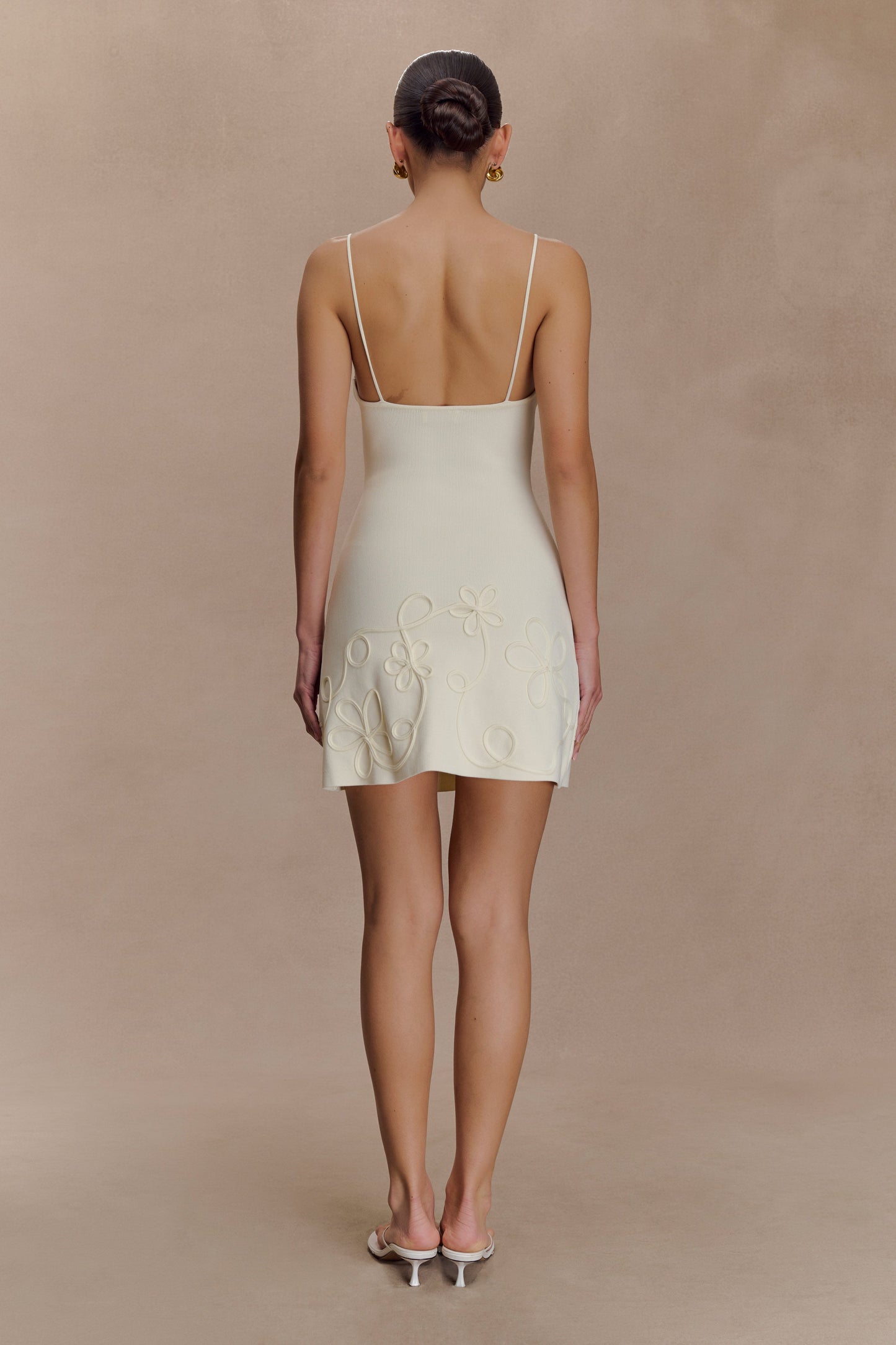 Mini-robe en tricot brodé Brullo - Ivoire