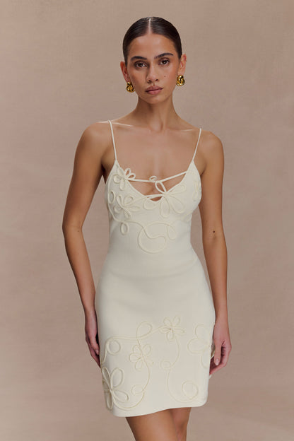 Mini-robe en tricot brodé Brullo - Ivoire
