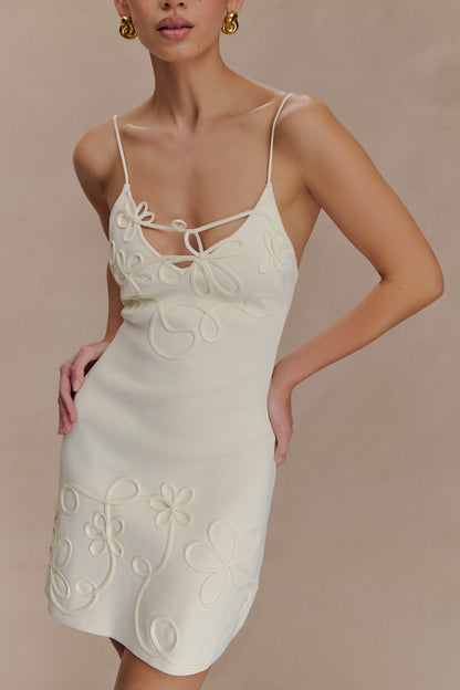 Mini-robe en tricot brodé Brullo - Ivoire