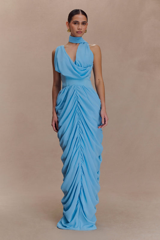 Robe Maxi en Chiffon Alex - Bleu