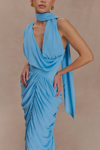 Robe Maxi en Chiffon Alex - Bleu