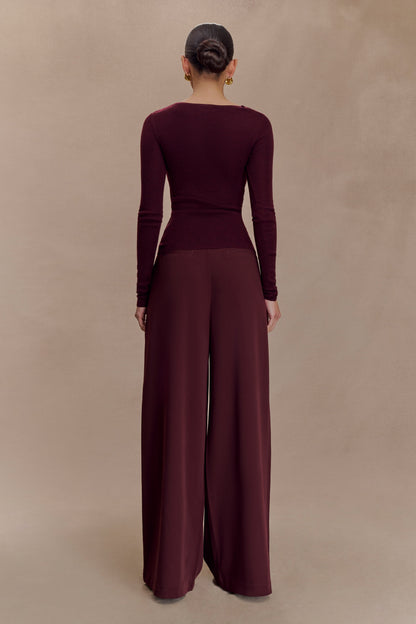 Top en tricot torsadé et drapé Culver - Vin rouge