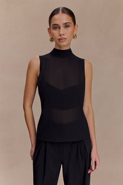 Top en mousseline de soie Saria à dos nu - Noir