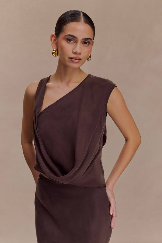 Top asymétrique Violeta - Chocolat noir