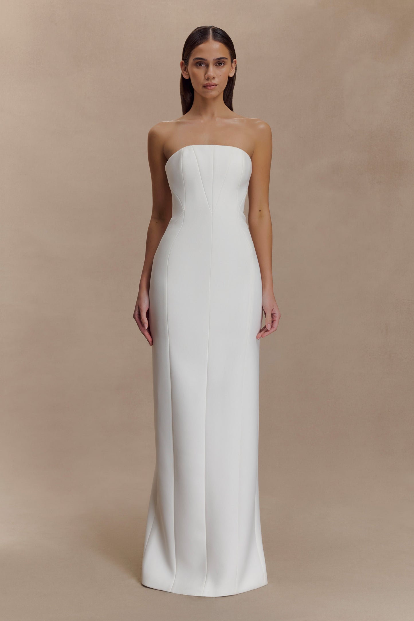 Robe Maxi Kalila en Crêpe Sans Bretelles - Blanche
