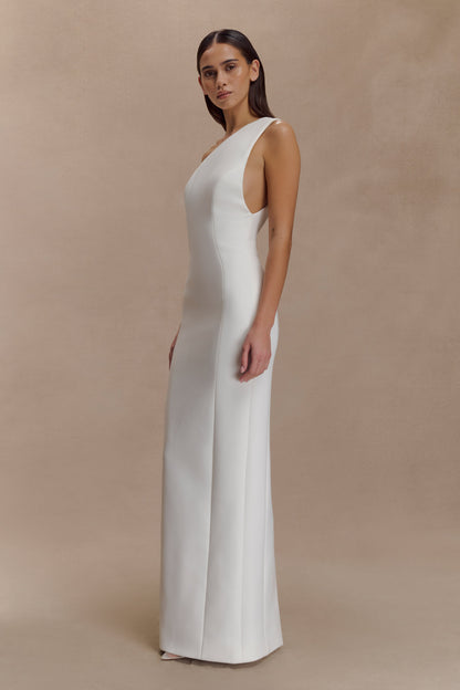 Robe maxi Milena en crêpe avec une seule épaule - Blanc