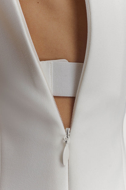 Robe maxi Milena en crêpe avec une seule épaule - Blanc