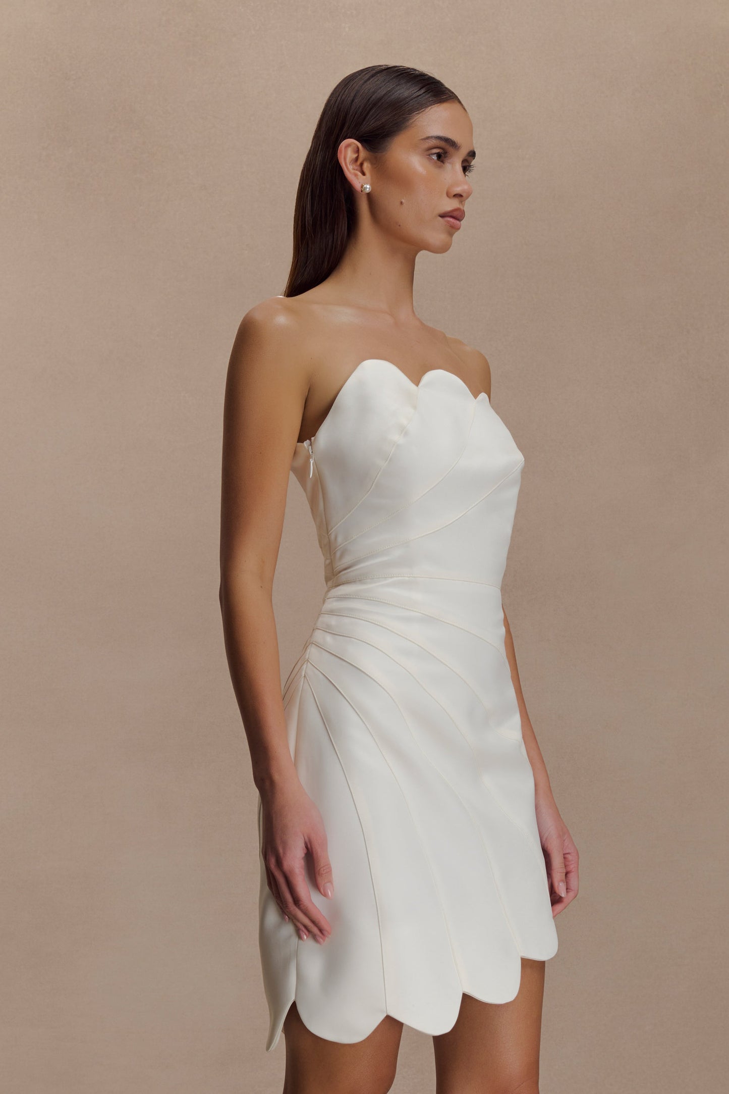Robe mini en satin Atenea - Blanc