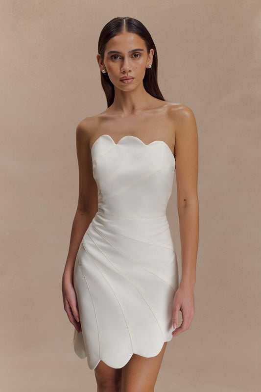Robe mini en satin Atenea - Blanc