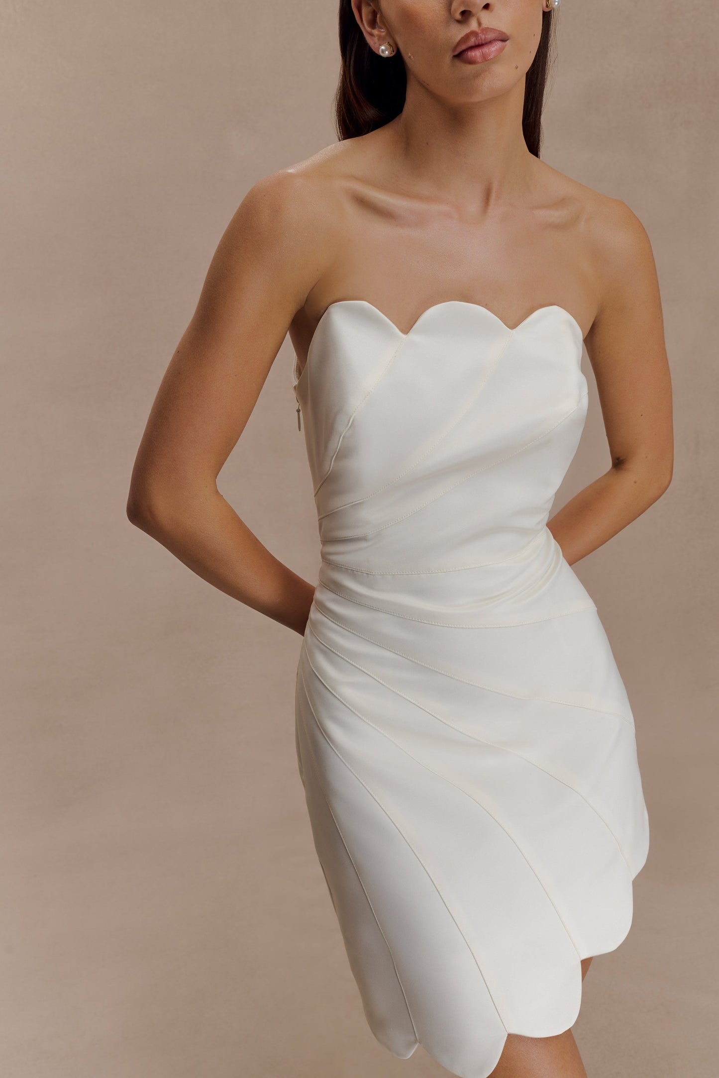Robe mini en satin Atenea - Blanc
