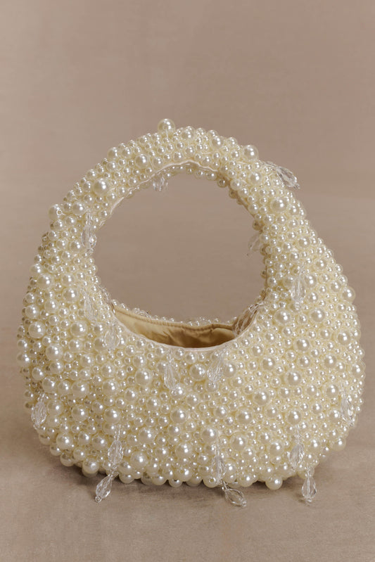 Sac à main en perles de verre en forme de goutte d'eau Amara - Blanc