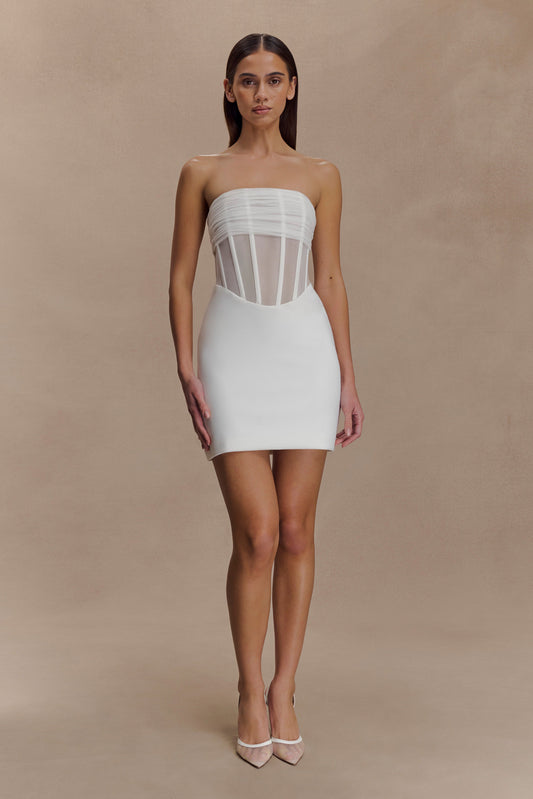 Mini-robe corset en maille Palmer - Ivoire