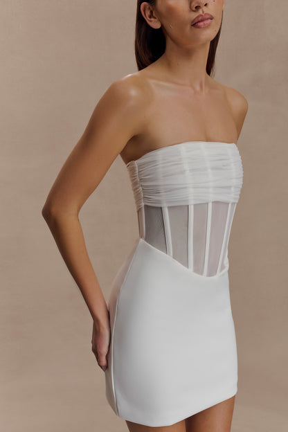 Mini-robe corset en maille Palmer - Ivoire