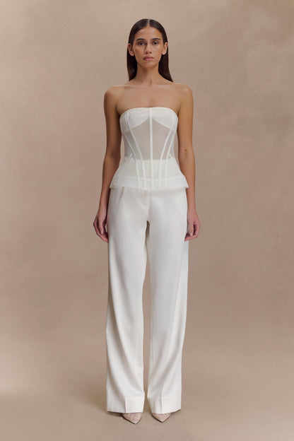 Pantalon droit en satin Fatima - Blanc