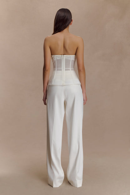 Pantalon droit en satin Fatima - Blanc