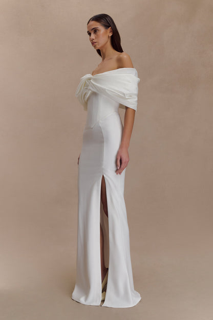Robe en crêpe Aphrodite à épaules dénudées - Ivoire