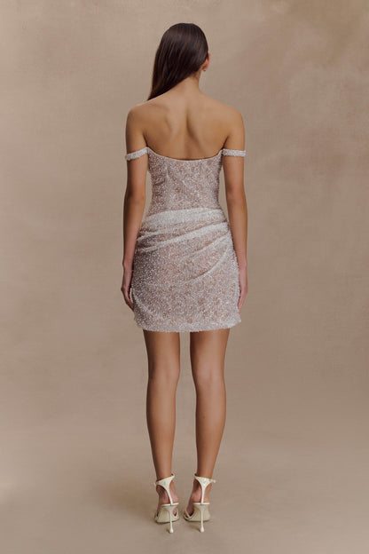 Mini-robe moulante Connie à paillettes - Nude
