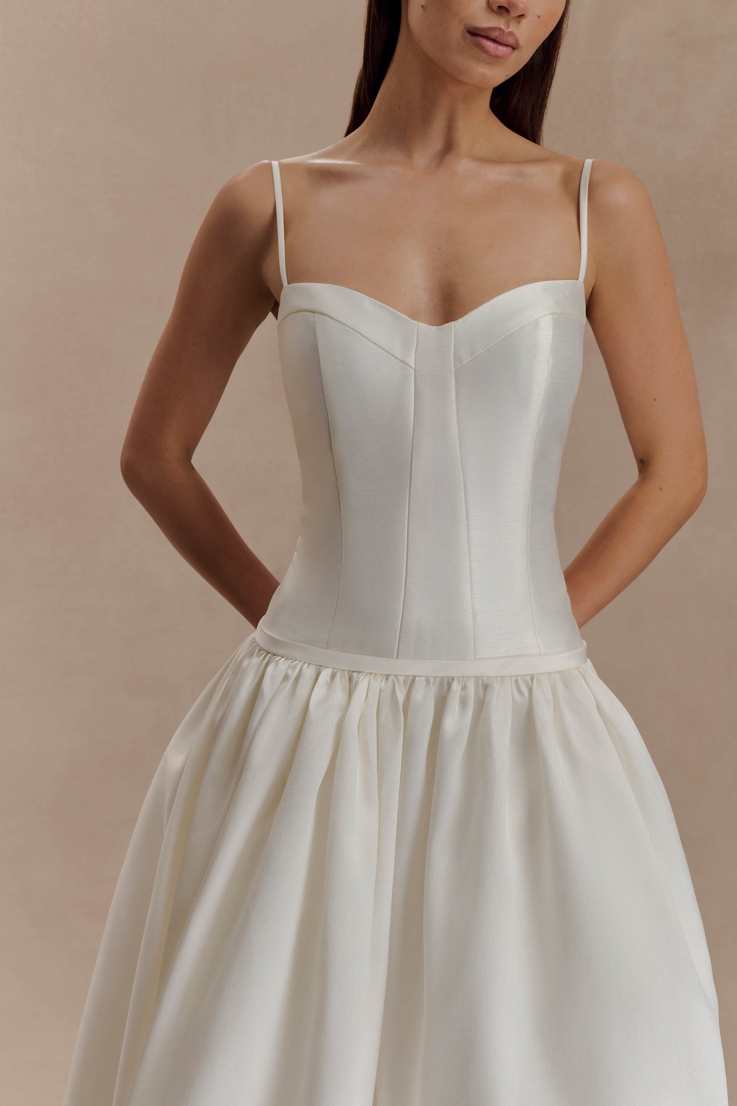 Robe Maxi en Taffetas Carol - Ivoire