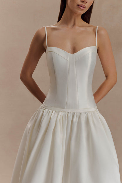 Robe Maxi en Taffetas Carol - Ivoire