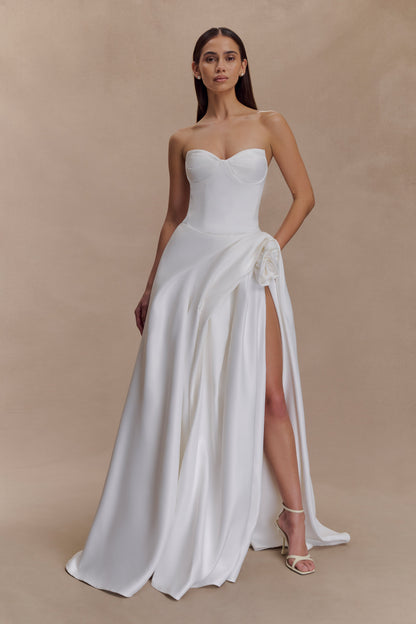 Robe longue corset sans bretelles Elizabeth - Blanche