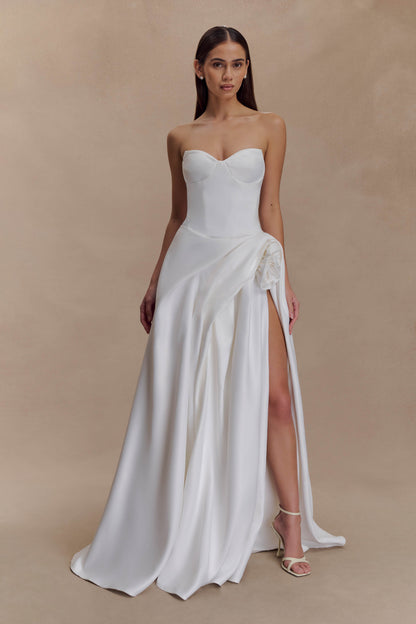 Robe longue corset sans bretelles Elizabeth - Blanche
