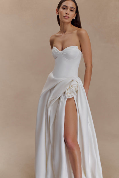Robe longue corset sans bretelles Elizabeth - Blanche