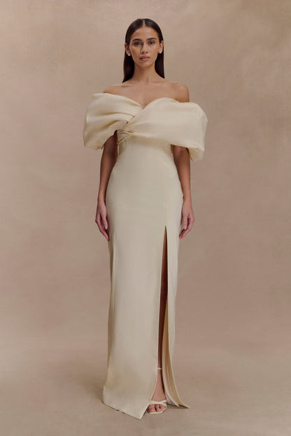 Robe de mariée Angelica en taffetas, épaules dénudées - Beige clair