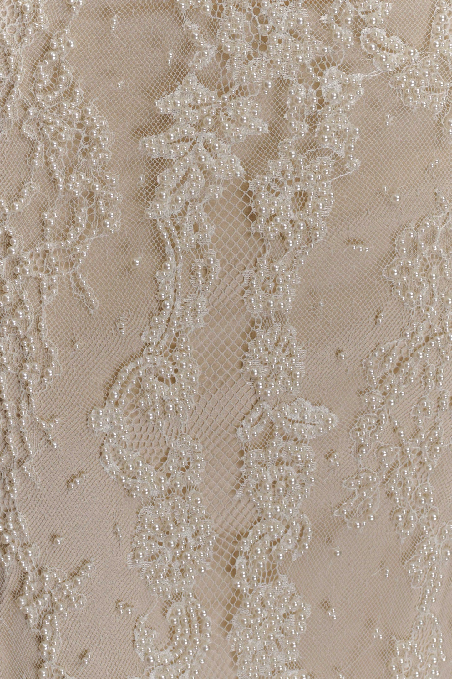 Robe Maxi Eva en Dentelle et Perles Brodées à la Main - Blanche
