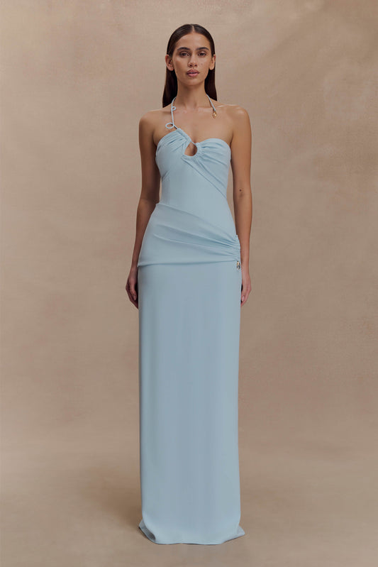Robe Maxi Lalia à Manches Bouffantes - Bleu Poudré