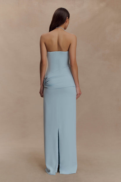 Robe Maxi Lalia à Manches Bouffantes - Bleu Poudré