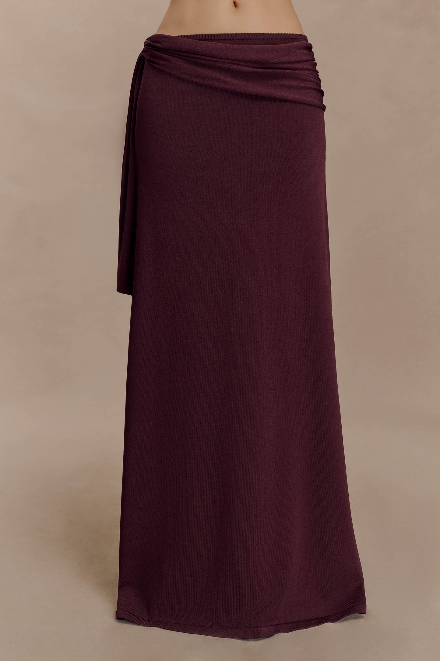 Jupe Maxi Tricotée à Taille Basse Bowie - Chocolat Noir