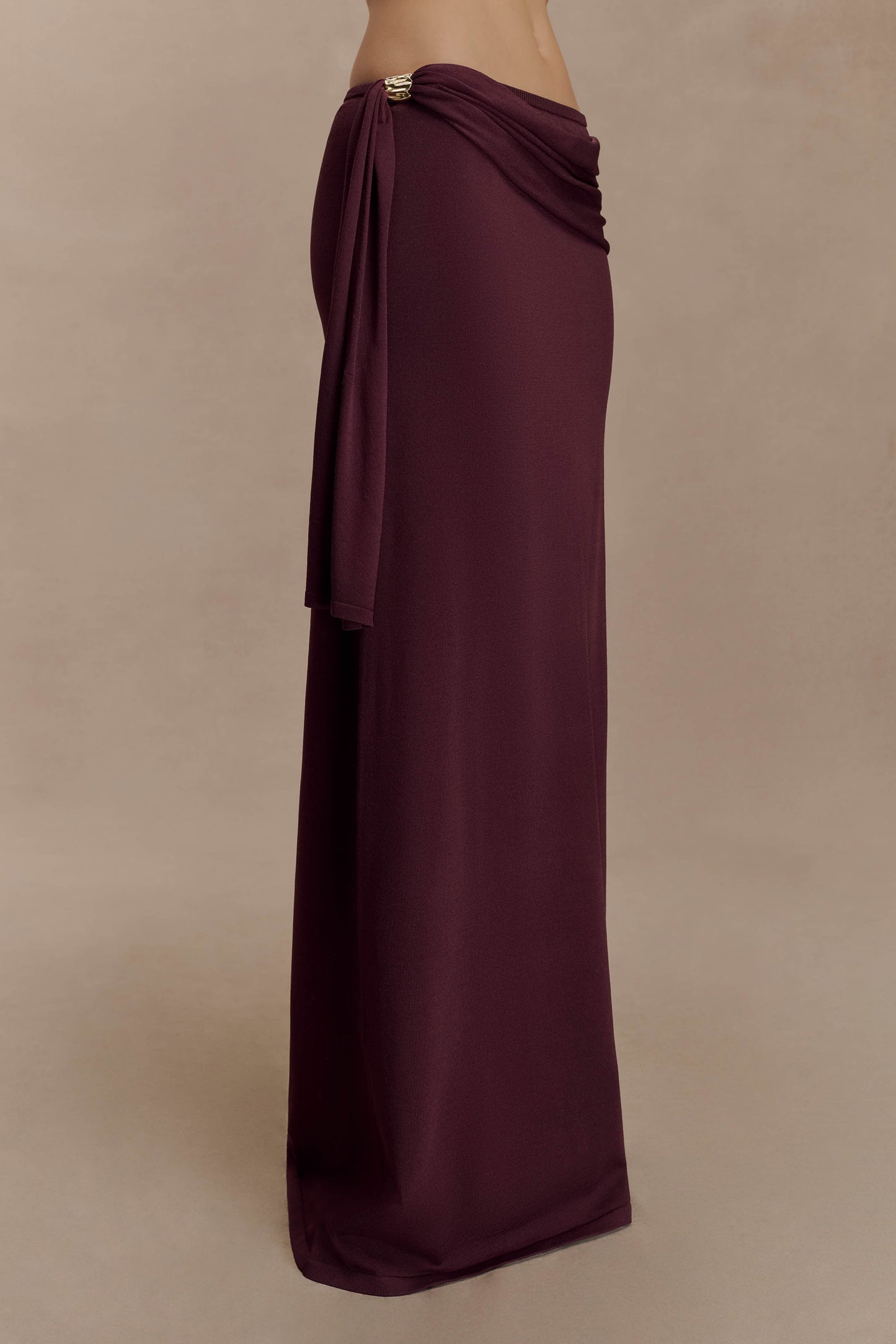 Jupe Maxi Tricotée à Taille Basse Bowie - Chocolat Noir