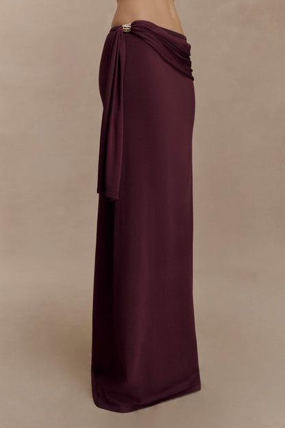 Jupe Maxi Tricotée à Taille Basse Bowie - Chocolat Noir