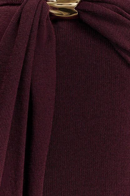 Jupe Maxi Tricotée à Taille Basse Bowie - Chocolat Noir