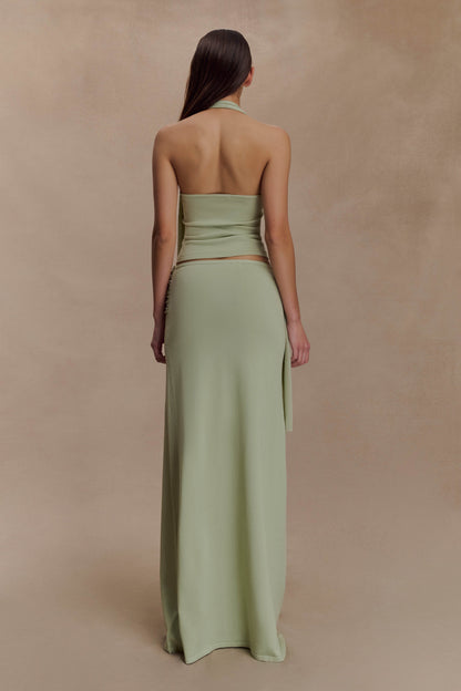 Jupe Maxi Tricotée à Taille Basse Bowie - Vert Pastel