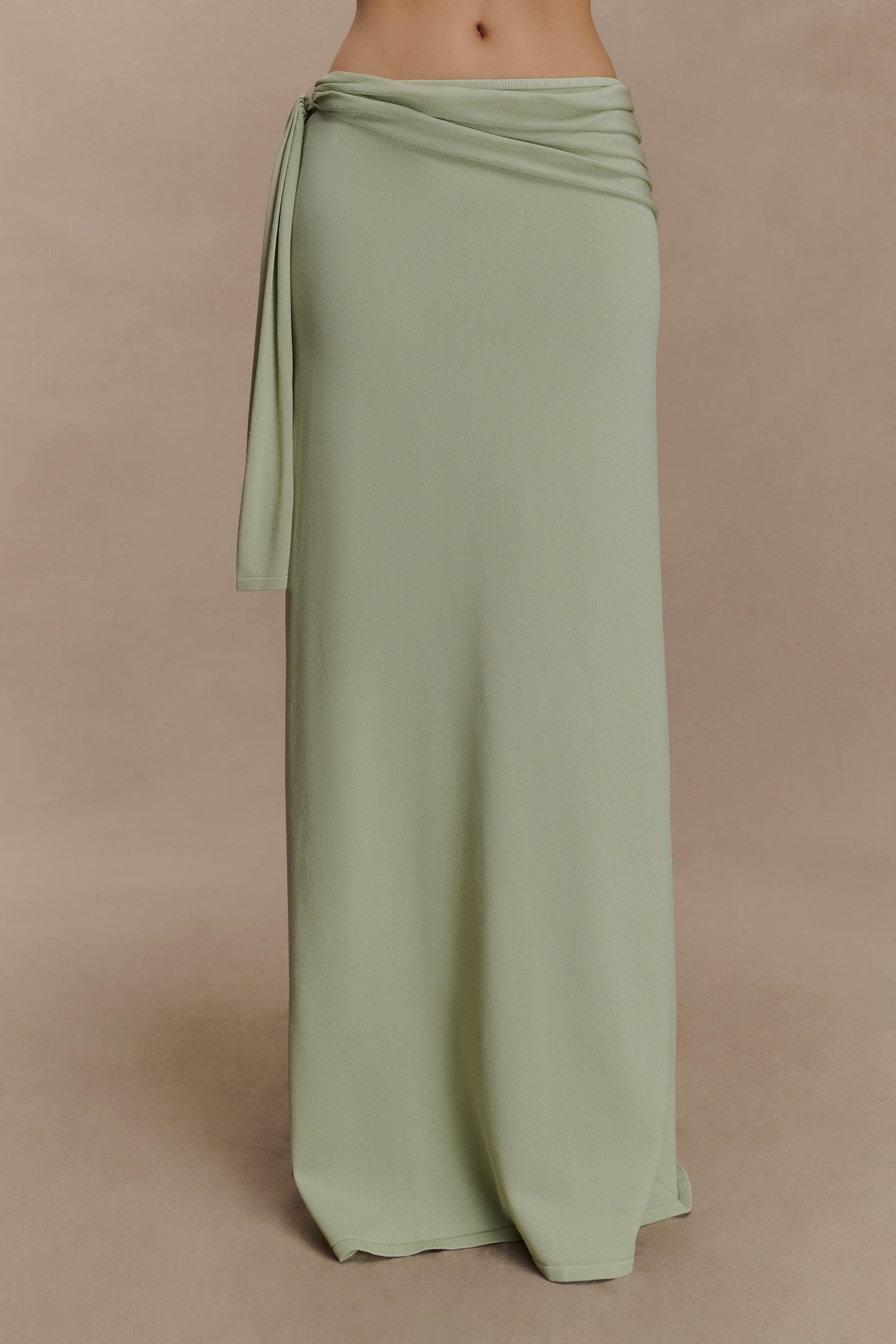 Jupe Maxi Tricotée à Taille Basse Bowie - Vert Pastel