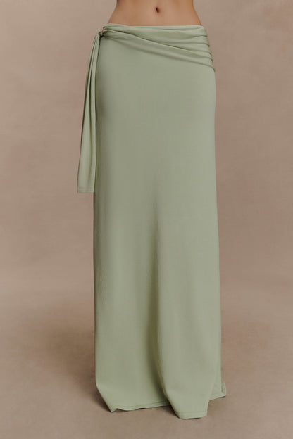 Jupe Maxi Tricotée à Taille Basse Bowie - Vert Pastel