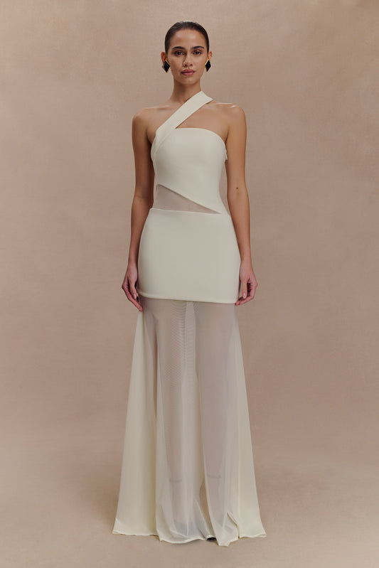 Robe Maxi en Maille Perforée Vashti - Ivoire
