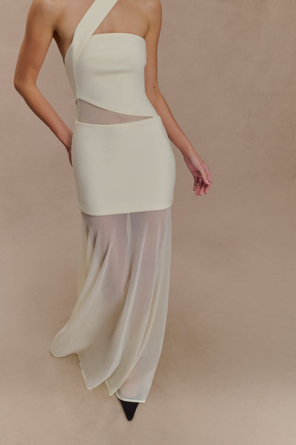 Robe Maxi en Maille Perforée Vashti - Ivoire