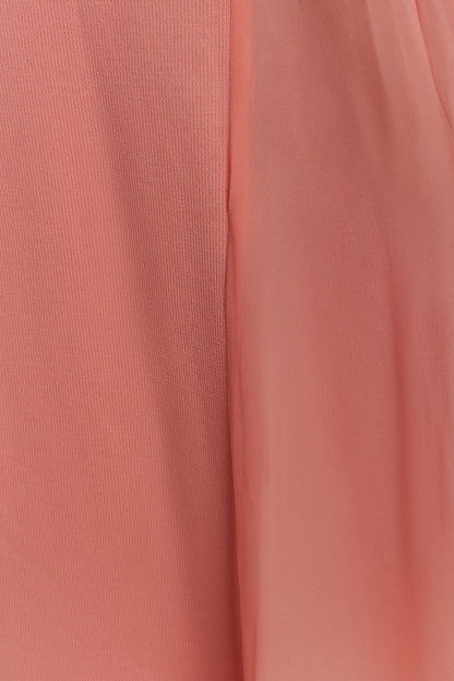Robe Maxi Soleil en Tricot et Maille avec Décolleté en V - Corail