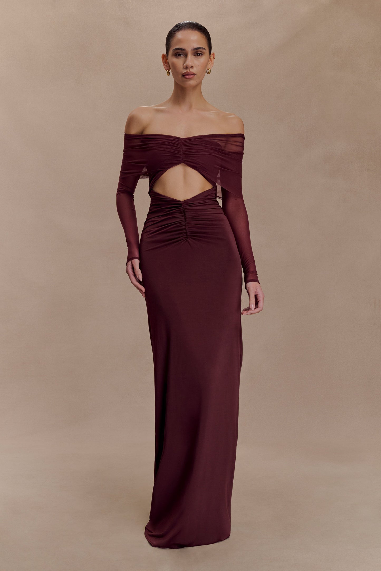 Robe Maxi Slinky et Dentelle Rafaella - Brun-Rouge