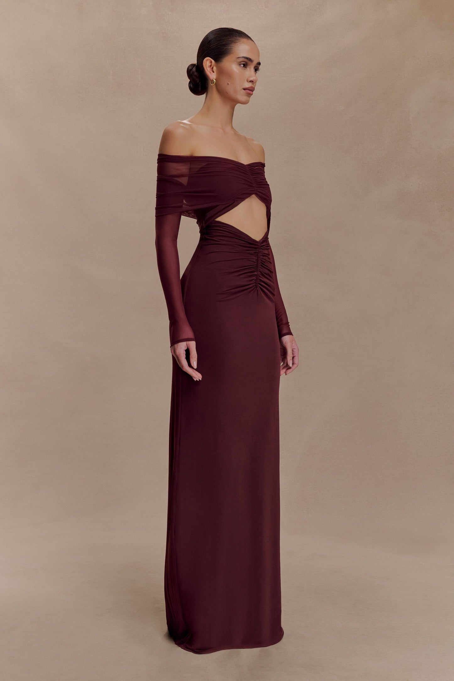 Robe Maxi Slinky et Dentelle Rafaella - Brun-Rouge
