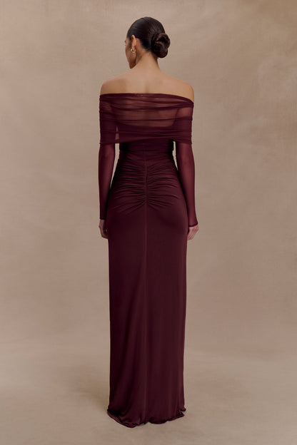 Robe Maxi Slinky et Dentelle Rafaella - Brun-Rouge