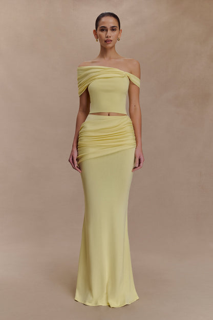 Jupe Maxi en Tricot à Plis Irene - Citron
