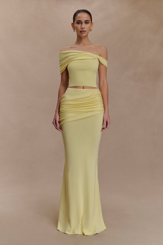 Jupe Maxi en Tricot à Plis Irene - Citron
