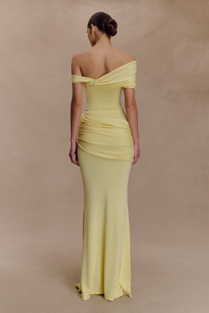 Jupe Maxi en Tricot à Plis Irene - Citron