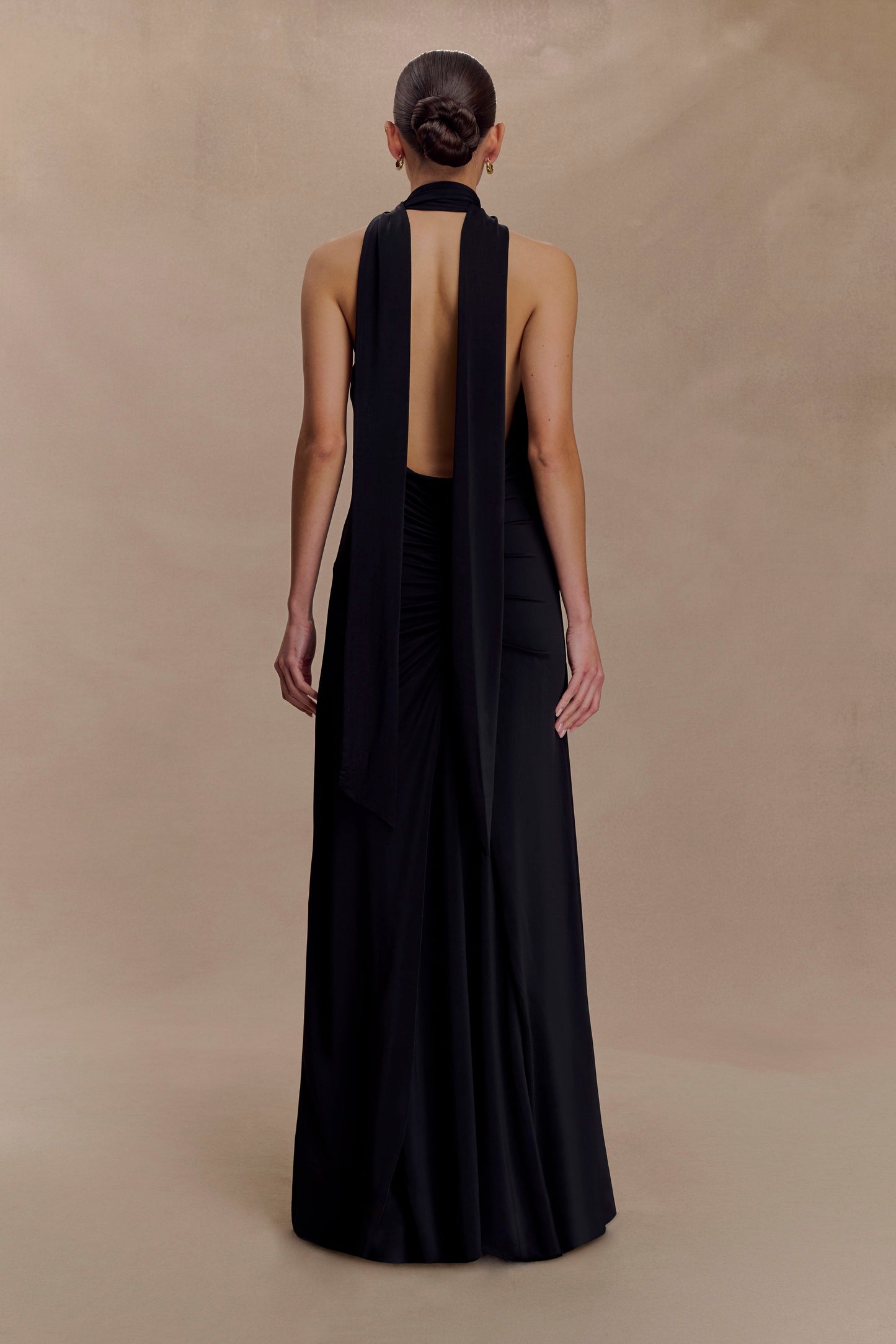 Robe Maxi Étroite Juliet avec Écharpe - Noir