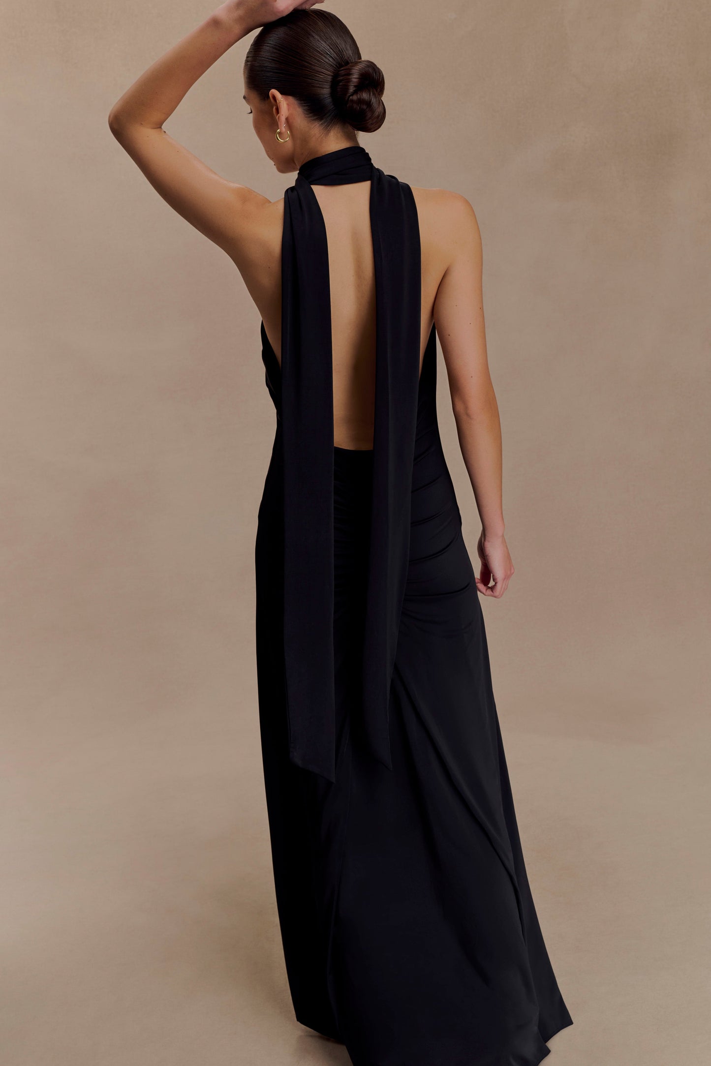 Robe Maxi Étroite Juliet avec Écharpe - Noir