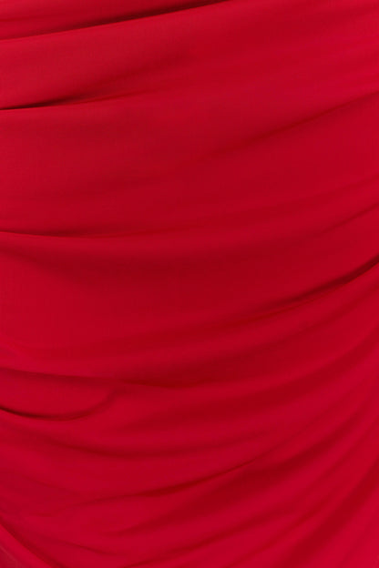 Amandine Robe Maxi Étroite à Plis - Rubis