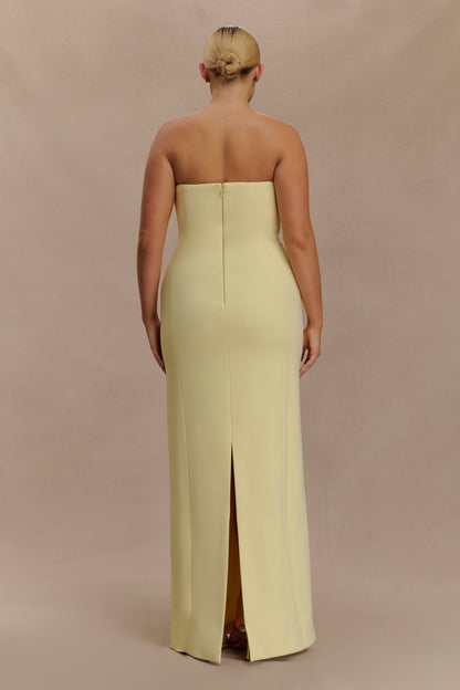 Robe Maxi Kalila en Crêpe Sans Bretelles - Citron